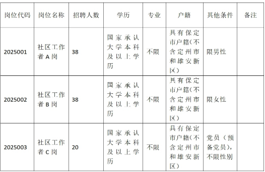 2025河北省保定市涿州市社区工作者招聘96人公告